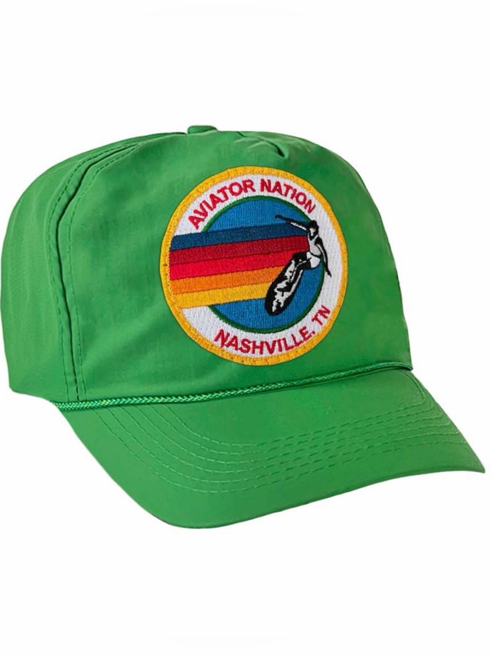 Aviator Nation Signature Nashville Vintage Nylon Trucker Hat in Green